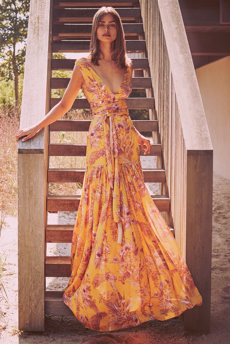Birgit Kos models Belaya dress in Alexis spring-summer 2020 campaign