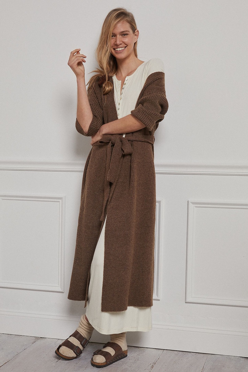 Amadi Alma Cozy Cardigan in Brown $148