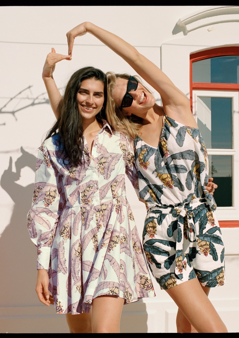 Saffron Vadher and Toni Garrn are all smiles in H&M x Desmond & Dempsey campaign.