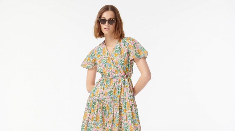 J. Crew Faux-Wrap Dress in Liberty Mini Floral Walk $99.50