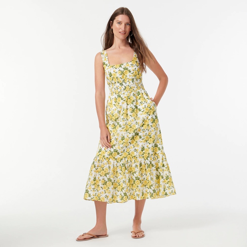 J. Crew Smocked-Waist Dress in Liberty Carline Rose Print $159.50