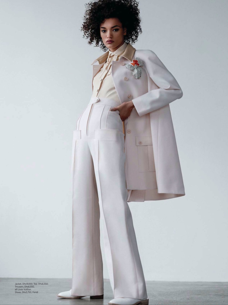 Lameka Fox Models Modern Power Dressing in Harper's Bazaar Arabia