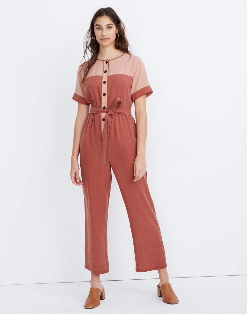 Madewell Colorblock Short-Sleeve Belted Jumpsuit $124.99