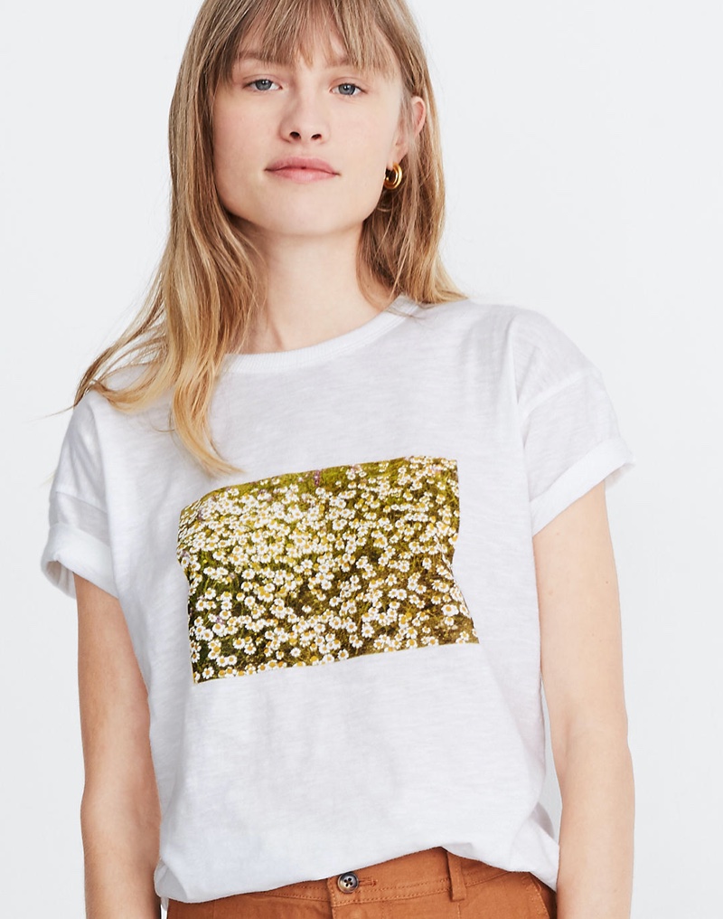 Madewell Daisy Meadow Graphic Whisper Cotton Rib-Crewneck Tee $35