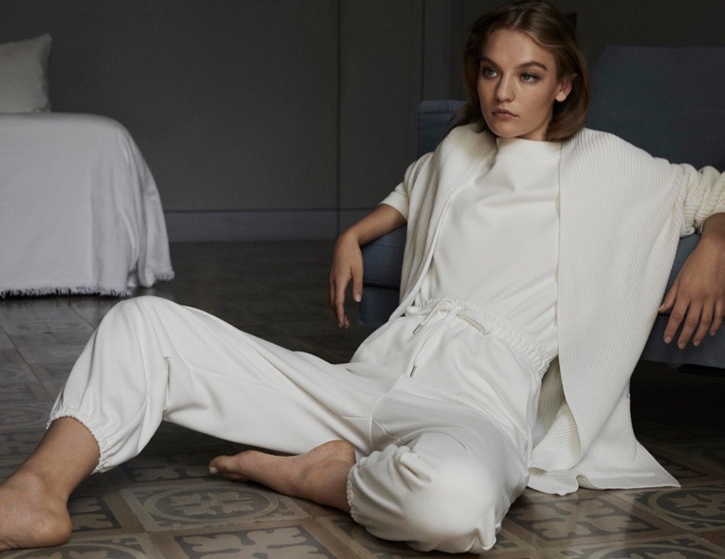 Dressed in white, Agnes Akerlund fronts Max Mara Leisure spring-summer 2020 lookbook