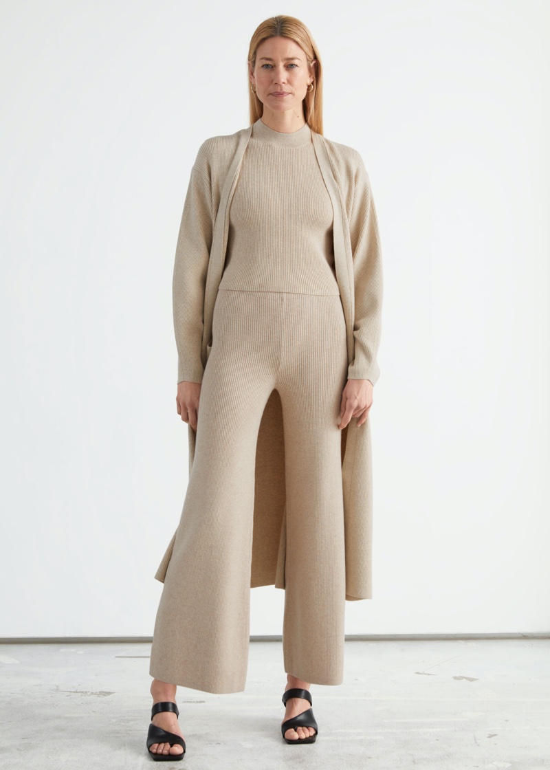 & Other Stories Flared Wool Blend Trousers $99