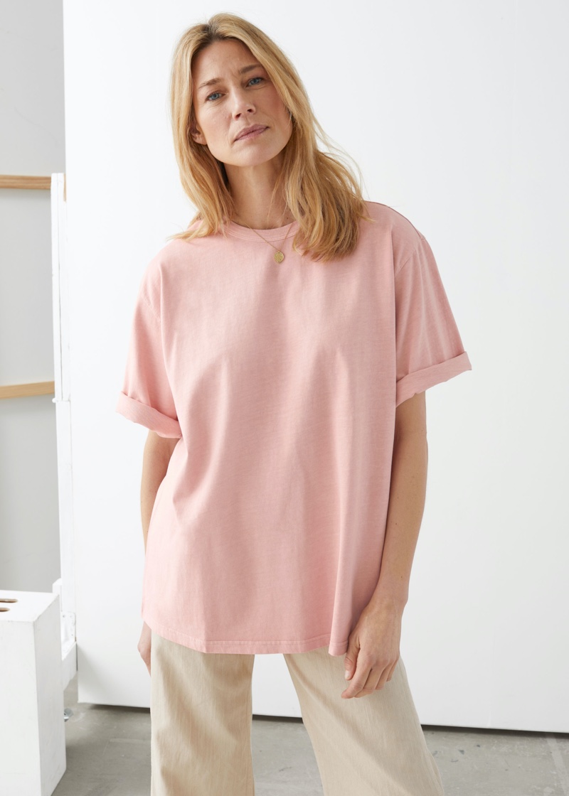 & Other Stories Oversized Organic Cotton T-Shirt in Pink $39