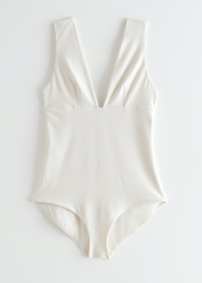 & Other Stories Textured Swimsuit in White $69