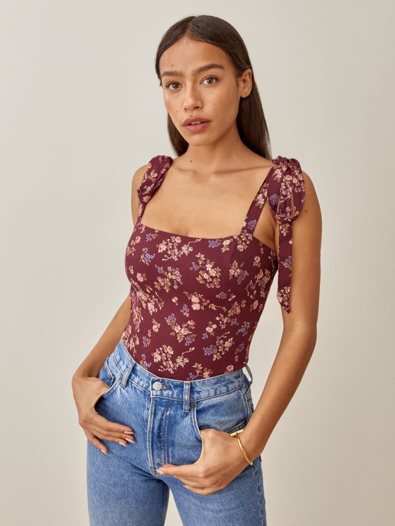 Reformation Ellora Top in Chantelle $78