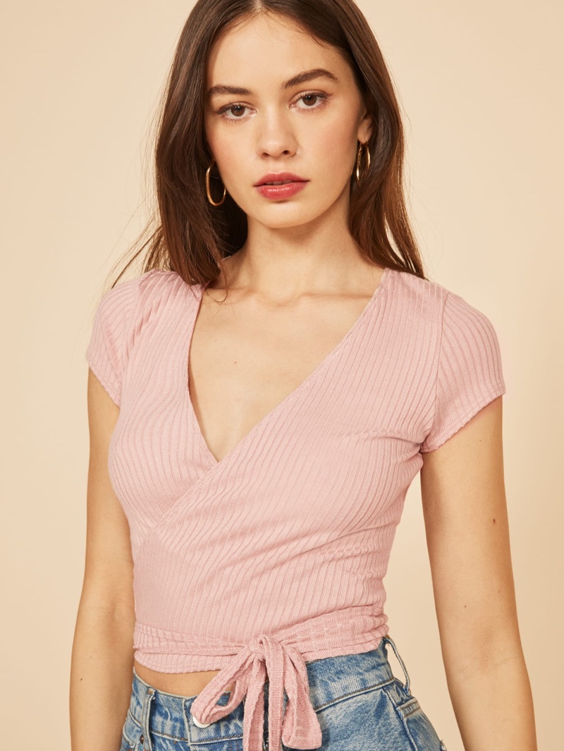 Reformation Flora Top in Blush $58