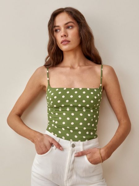 Top It Off: 7 Trendy Styles From Reformation Reformation Grace Top in Edamame $98