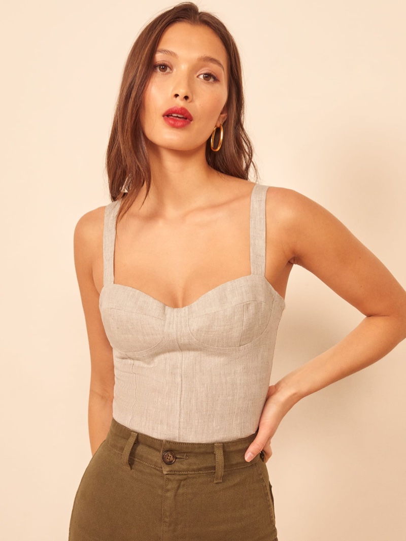 Reformation Libra Top in Oatmeal $128