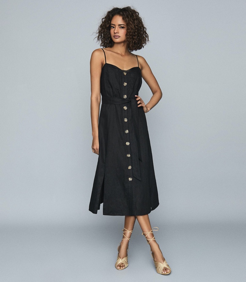 Reiss Catalina Linen Button-Up Midi Dress $315