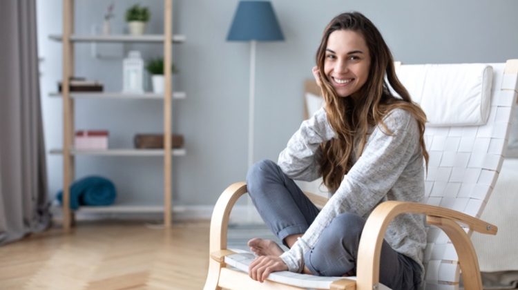 Smiling Woman Casual Home Chair