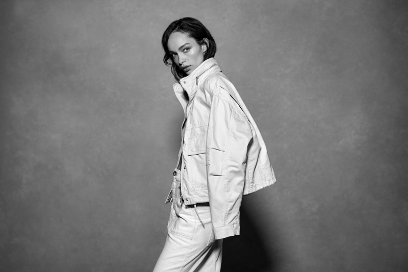 Dressed in white, Luma Grothe fronts Superdry spring-summer 2020 campaign