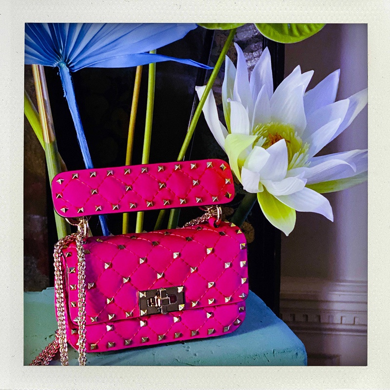 Valentino highlights Fluo Rockstud Spike handbag