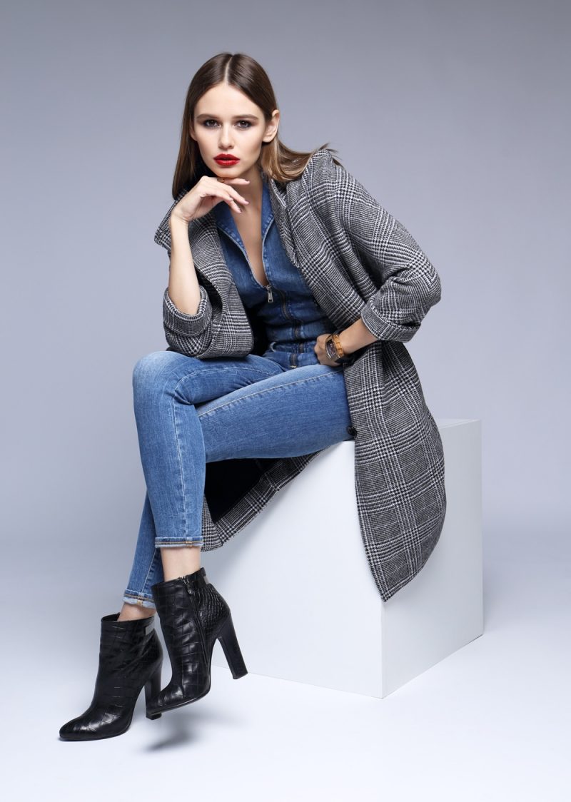 Woman Denim Ankle Boots Coat