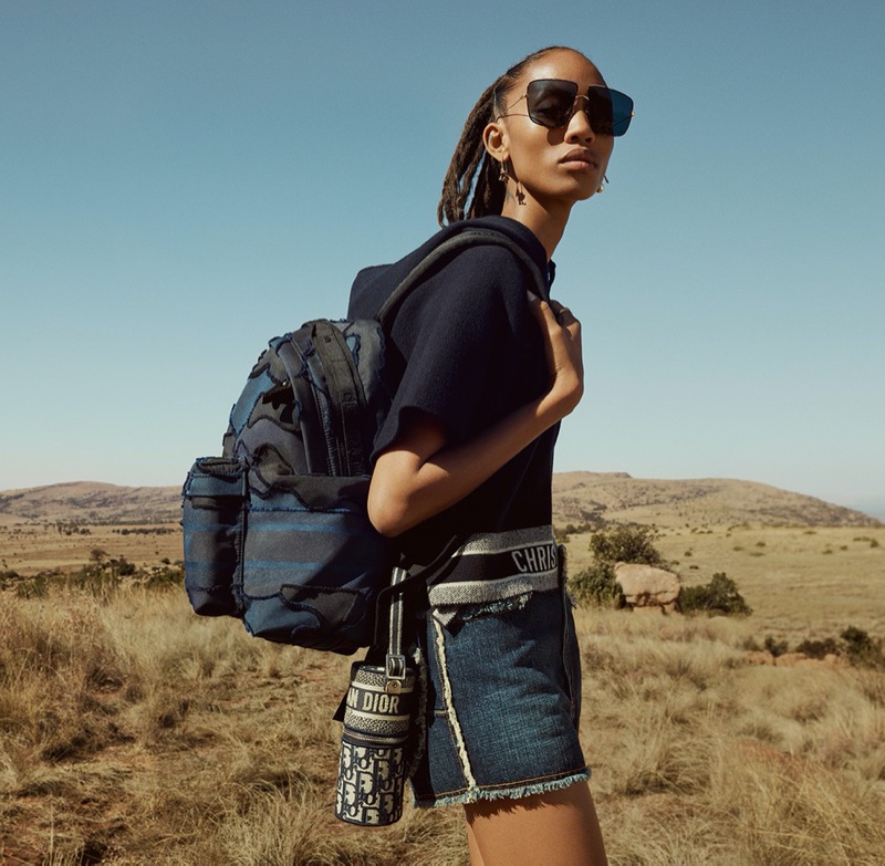 Model Adesuwa Aighewi appears in Dior DiorTravel luggage campaign.