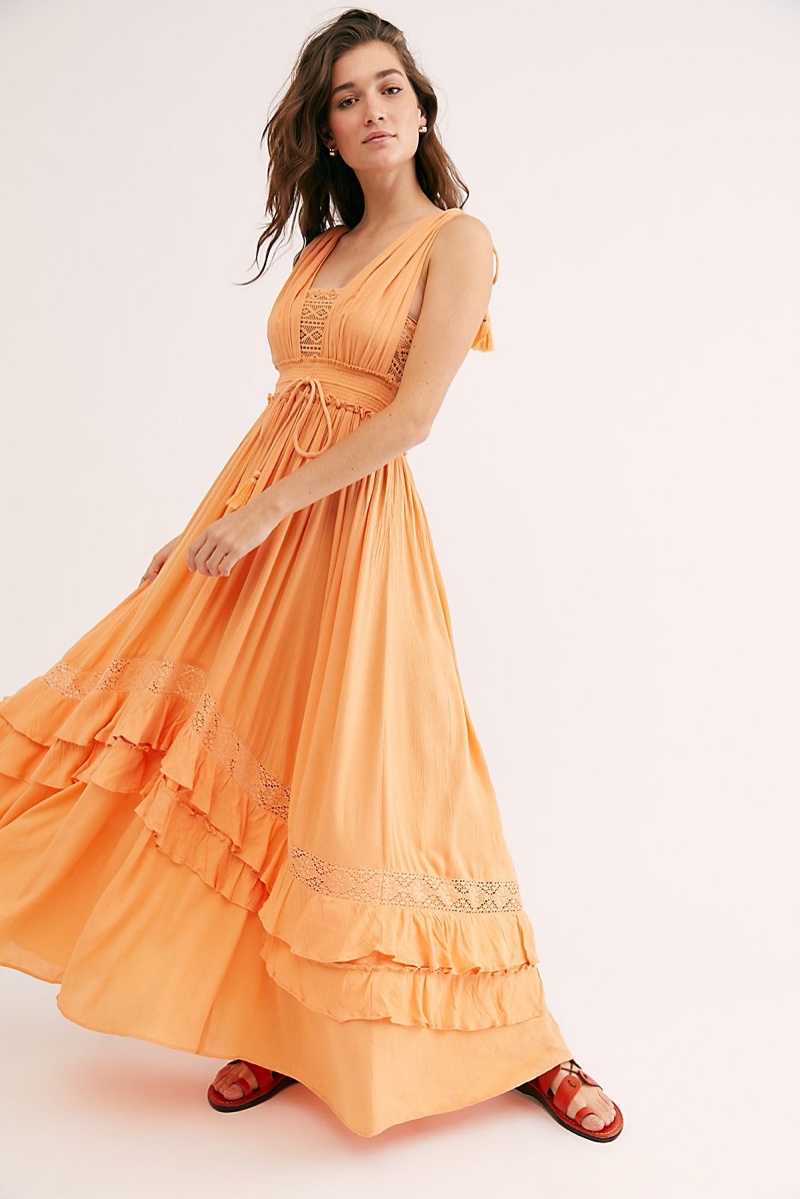 Endless Summer Santa Maria Maxi Dress in Peach Pit $128