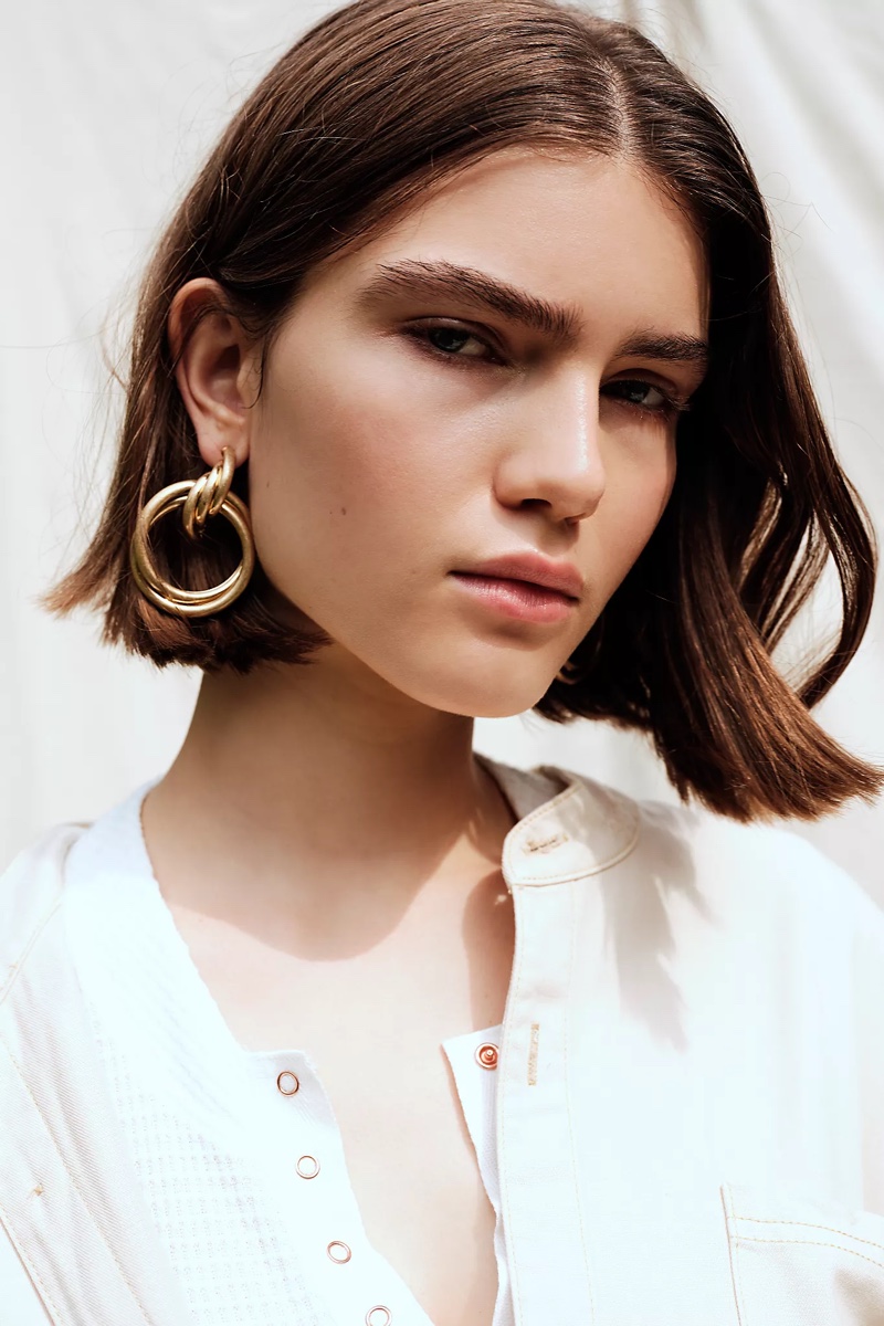 Free People Knock Knock Hoop Earrings in Gold $30