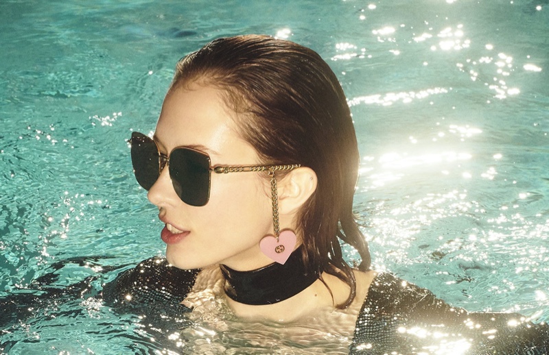 Gucci sets its spring-summer 2020 limited edition eyewear campaign at a pool.