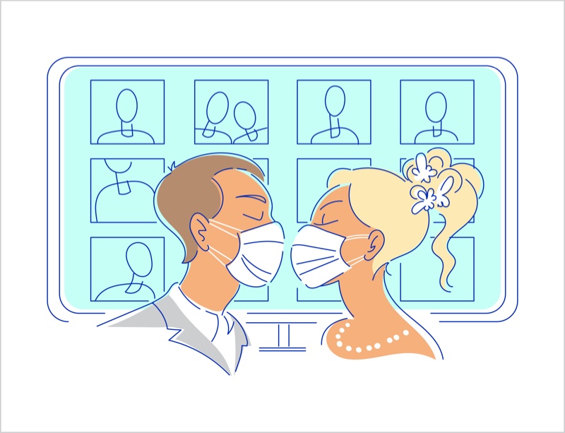 Illustration Wedding Covid Face Masks