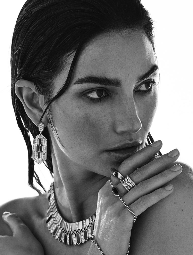 Lily Aldridge Shines in Bulgari Jewelry for Harper's Bazaar Spain