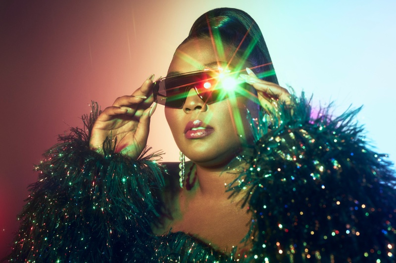 Lizzo poses in Quay Australia sunglasses collaboration campaign.