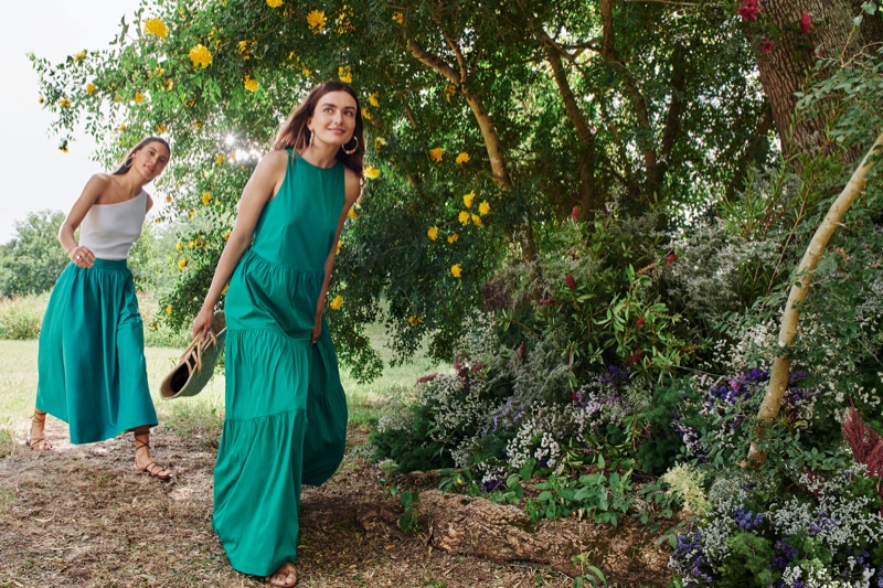 Kayla Wilkins and Andreea Diaconu appear in Mango Life in Bloom summer 2020 campaign.