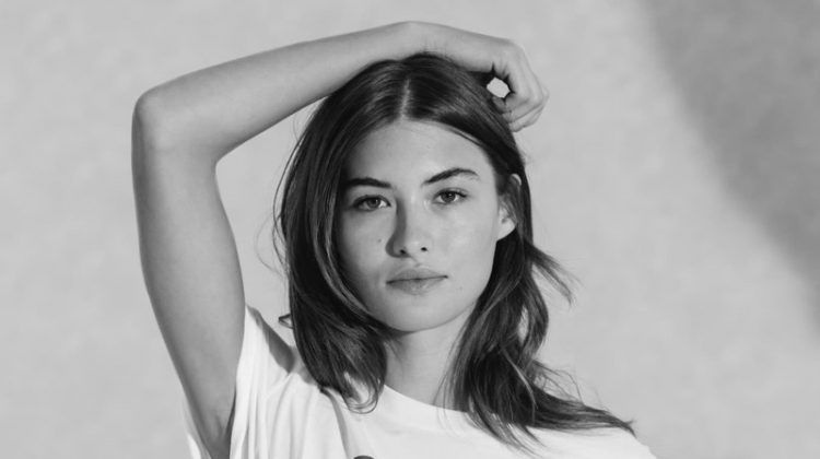 Grace Elizabeth poses in Massimo Dutti x Jane Birkin Limited Edition collection.