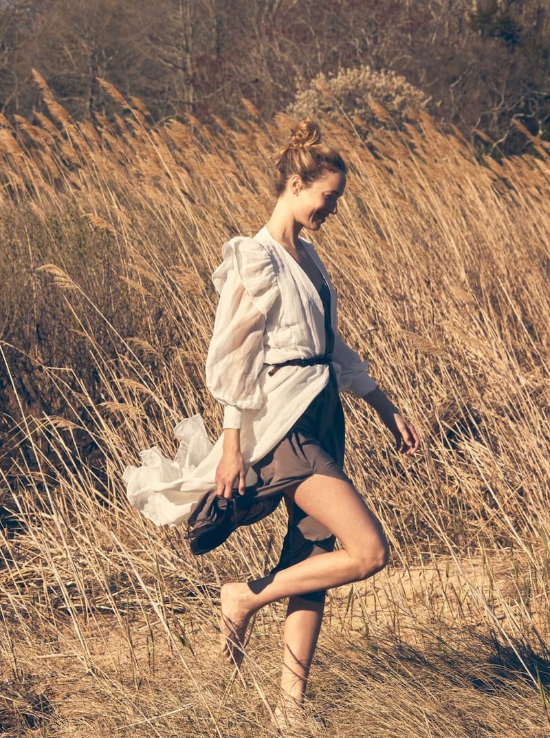 Massimo Dutti Silk and Linen Dress, Double-Strap Flat Sandals and Braided Leather Belt.