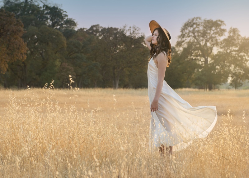 Model White Dress Outdoors Nature Hat Trees