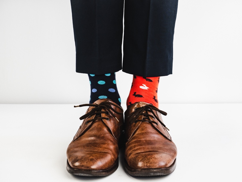 Patterned Socks Dress Shoes Man