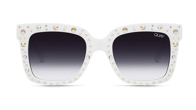 Quay x Lizzo Icy Embellished Sunglasses in WHTRNBW/FADE $65