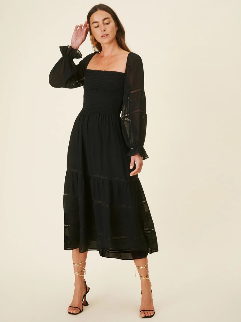 Reformation Jessy Dress in Black $208.60 (previously $298)