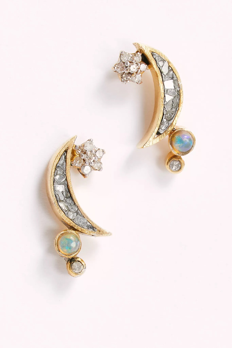 Shana Gulati Raw Diamond Kolar Stud Earrings in Gold $236