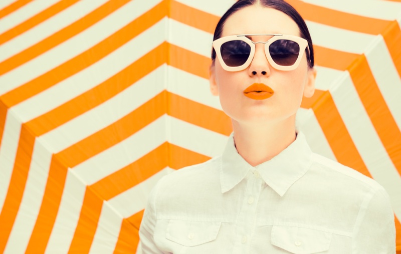 Summer Makeup Orange Lipstick Sunglasses