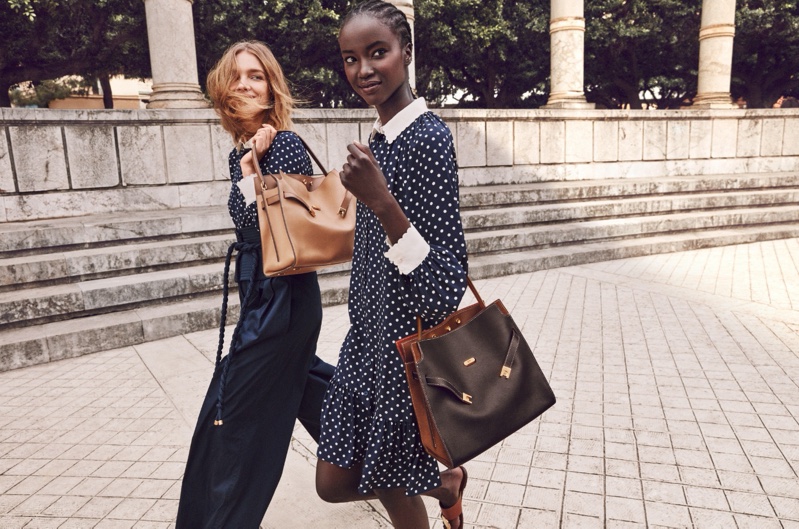 Polka dot prints stand out in Tory Burch spring-summer 2020 campaign.