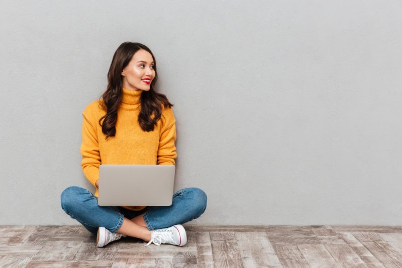 Woman Smiling Laptop