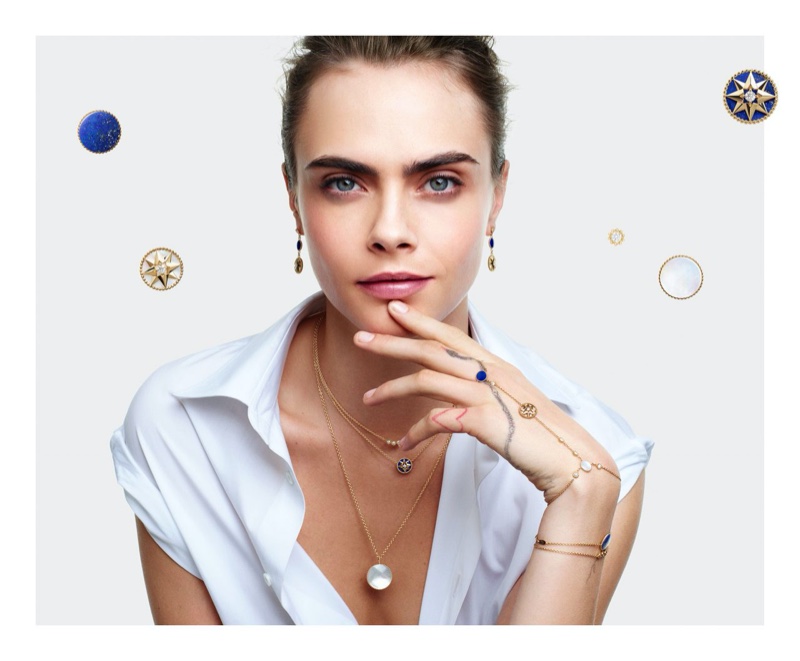 Dior taps Cara Delevingne for Lucky Charms 2020 jewelry campaign.