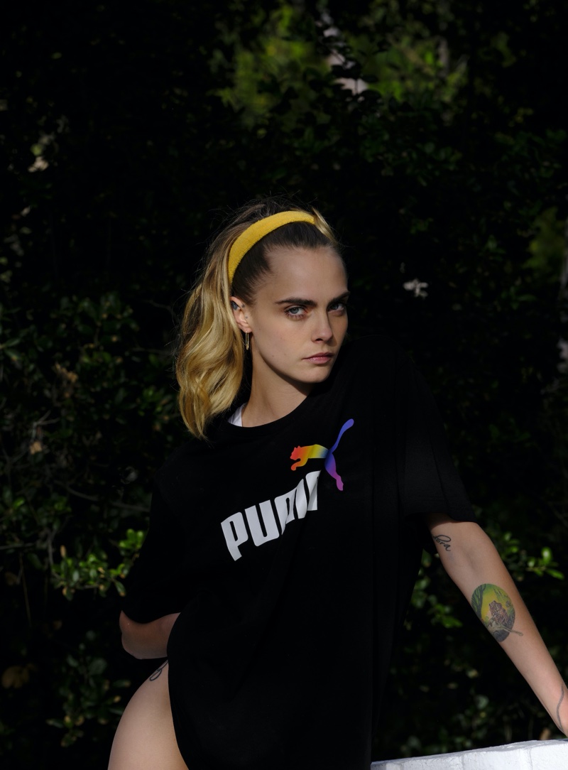 Rocking a tee, Cara Delevingne fronts PUMA Pride 2020 campaign.