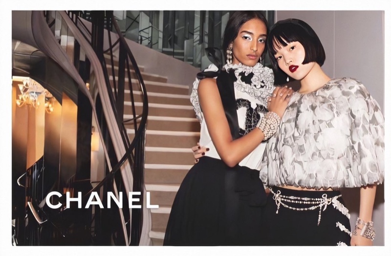 Mona Tougaard and Pan Haowen front Chanel pre-fall 2020 campaign.