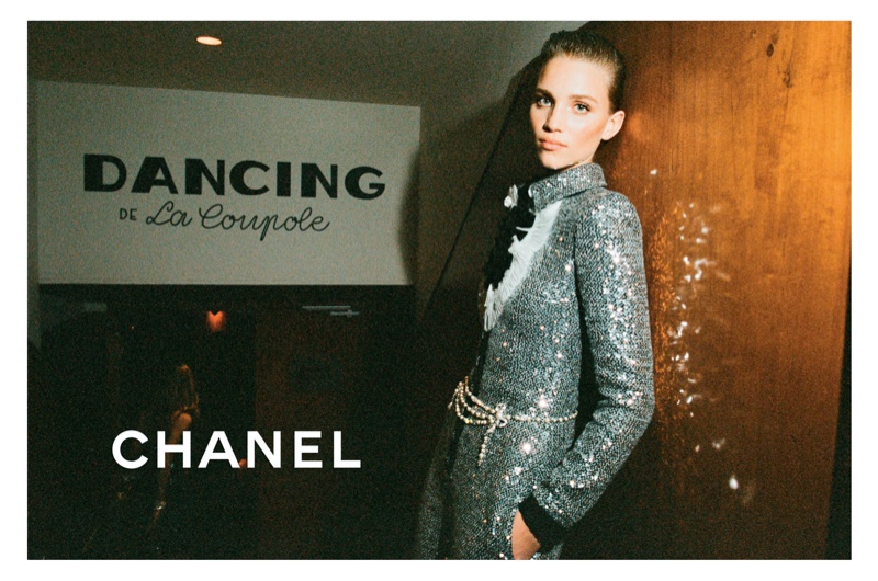 Model Rebecca Leigh Longendyke poses for Chanel pre-fall 2020 campaign.