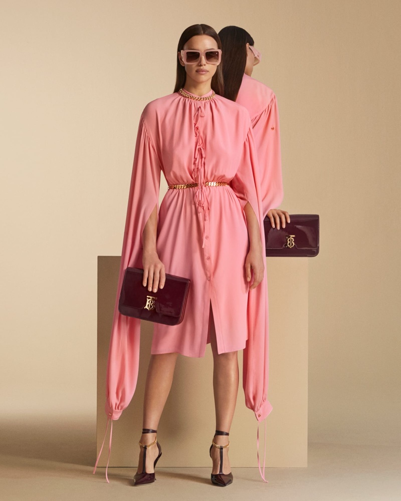Looking pretty in pink, Irina Shayk fronts Burberry pre-fall 2020 campaign.