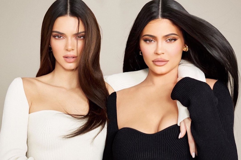 Sisters Kendall and Kylie Jenner pose for Kylie Cosmetics campaign.