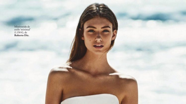 Lorena Rae Poses in White Outfits for ELLE Spain