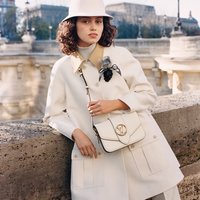 Caroline Reuter fronts Louis Vuitton LV Pont 9 handbag campaign.