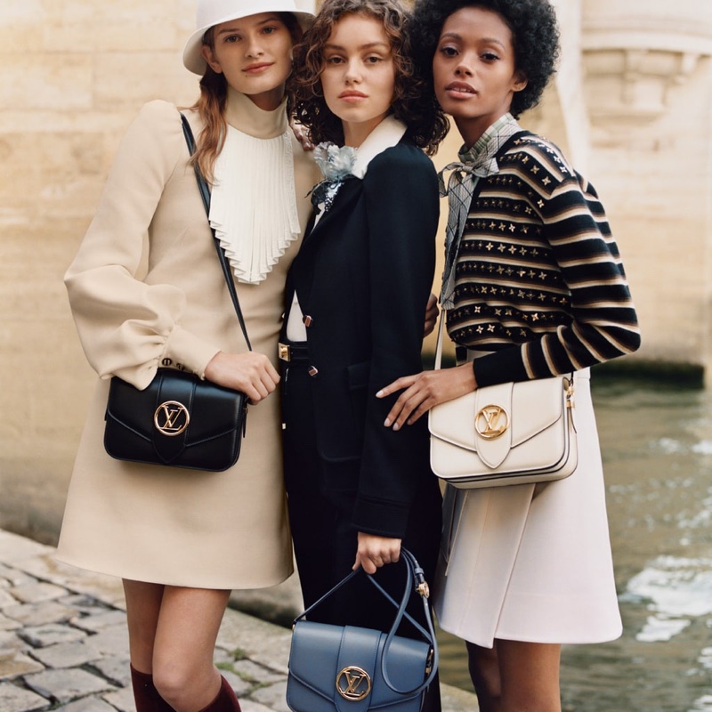 Signe Veiteberg, Caroline Reuter and Blesnya Minher star in Louis Vuitton LV Pont 9 handbag campaign.