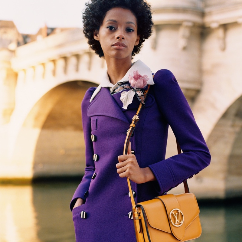 Blesnya Minher appears in Louis Vuitton LV Pont 9 handbag campaign.