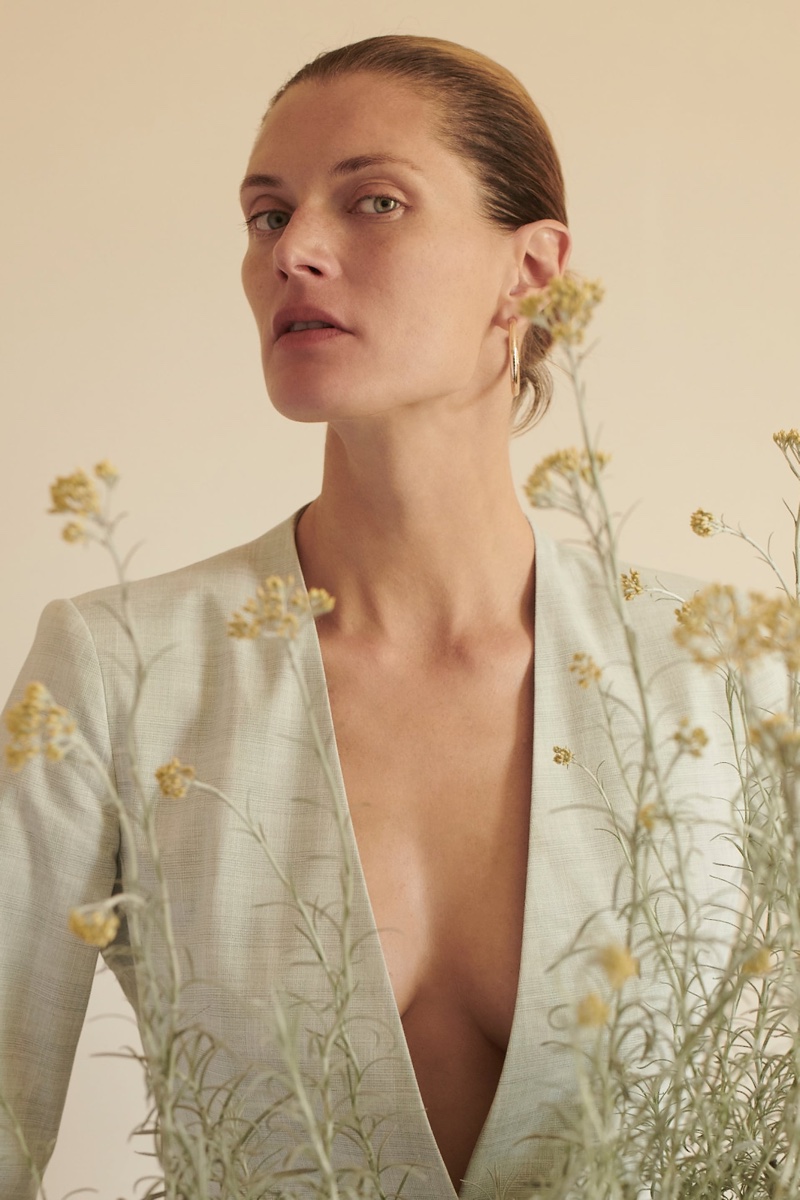 Malgosia Bela poses at home in Zara's summer 2020 collection.